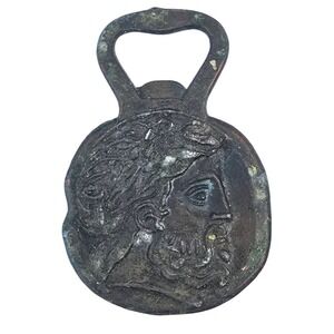 Vintage e Greek souvenir Poseidon Neptune Bottle Opener Relief Patina